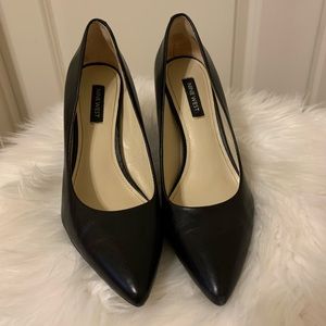 Nine West Black Leather Block Heels size 7